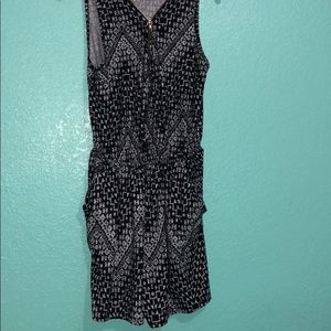 Black and white zip up romper